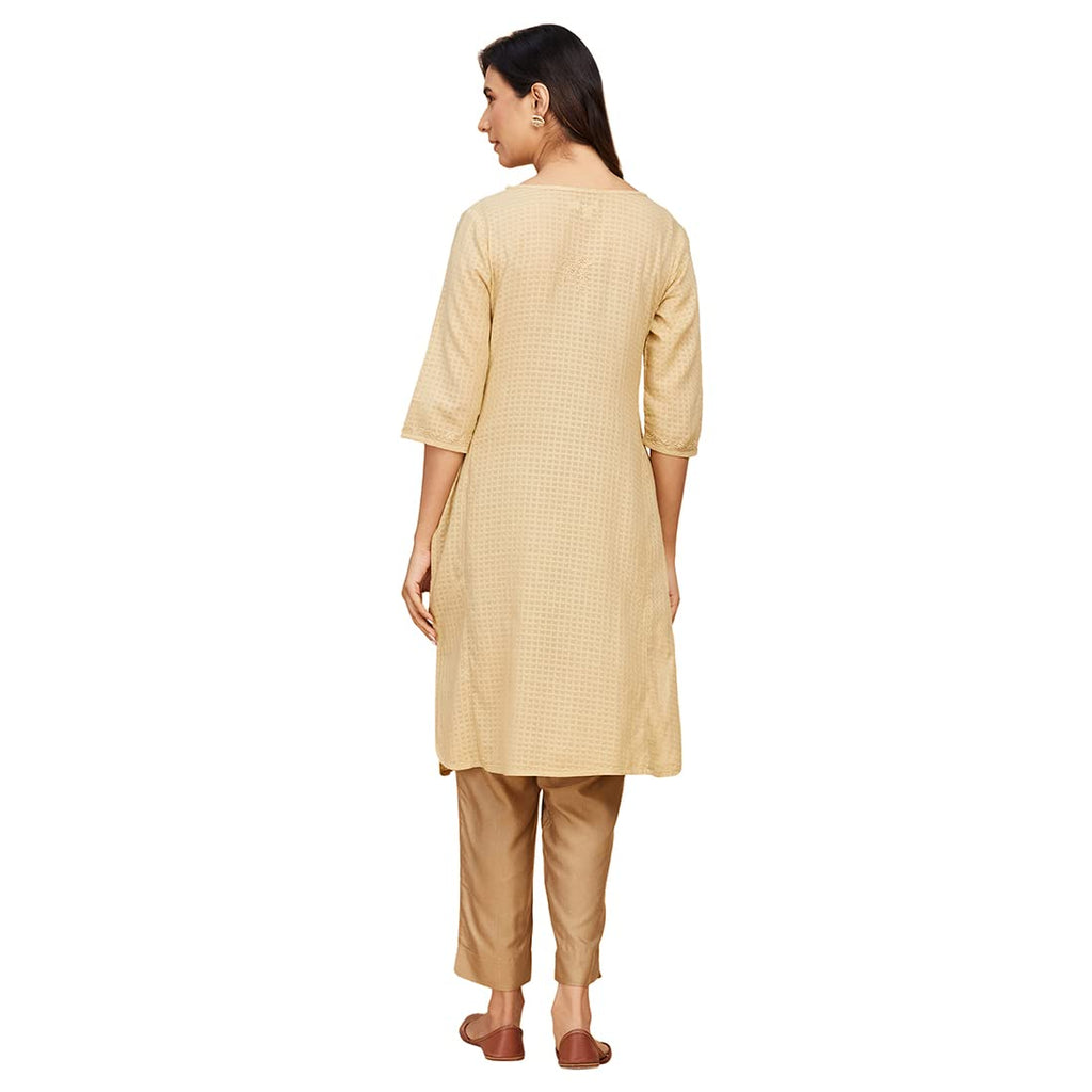 Fabindia Women'S Cotton Chikankari Slim Kurta