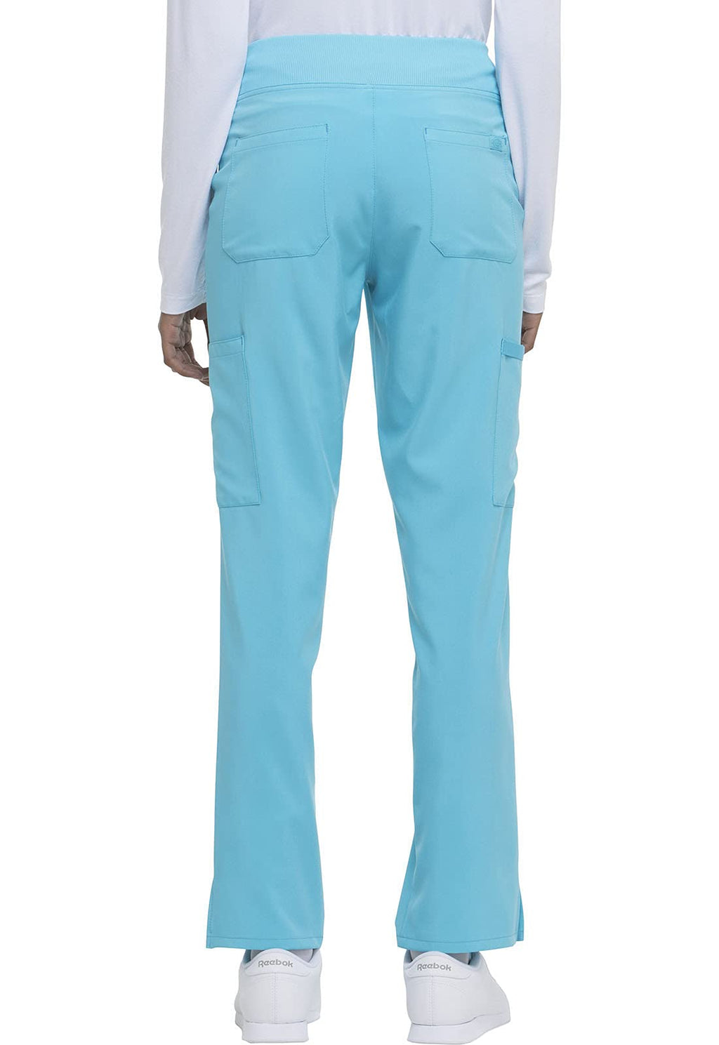 Dickies Women's Scrub Pants Natural Rise Tapered Leg Pull-On Bottoms with 7 Pockets and Knit Waistband DK005T, XS Tall, Turquois
