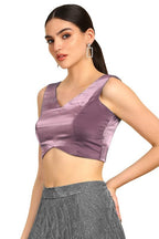 Soch Womens Purple V-Neck Princess Line Tissue Padded Blouse