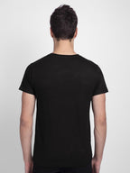 Bewakoof MenS Graphic Print Regular Fit Half Sleeve Round Neck Cotton T-Shirt Black