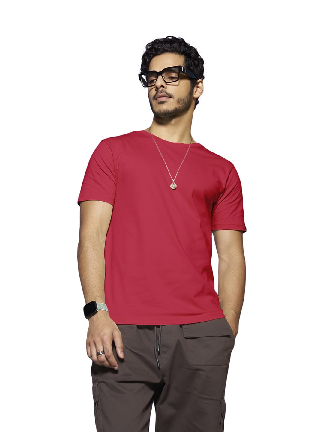 Bewakoof Mens Solid 100% Cotton T-Shirt - Regular Fit, Round Neck, Half Sleeves