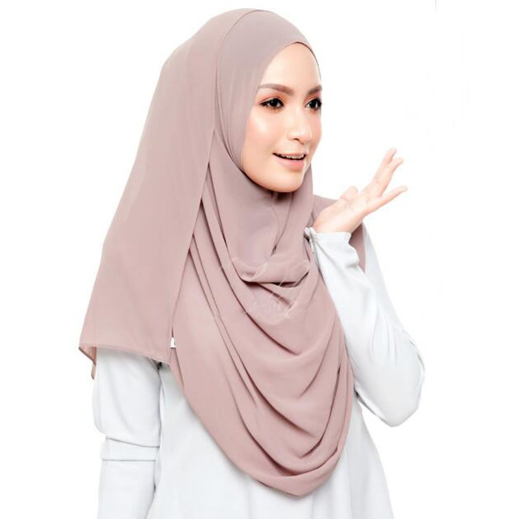 LMVERNA Chiffon Hijab Scarf Solid Color Luxurious Soft Hijab Long Scarf Wrap Scarves (Light khaki)