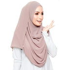 LMVERNA Chiffon Hijab Scarf Solid Color Luxurious Soft Hijab Long Scarf Wrap Scarves (Light khaki)