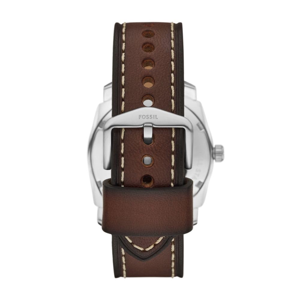 Fossil Men's Machine Three-Hand Date Brown Leather Watch and Bracelet Set