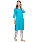 Fabindia Women'S Cotton Suit-Dress Set (20064706_Turquoise