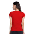 Bewakoof Womens Red Slim Fit T-Shirt