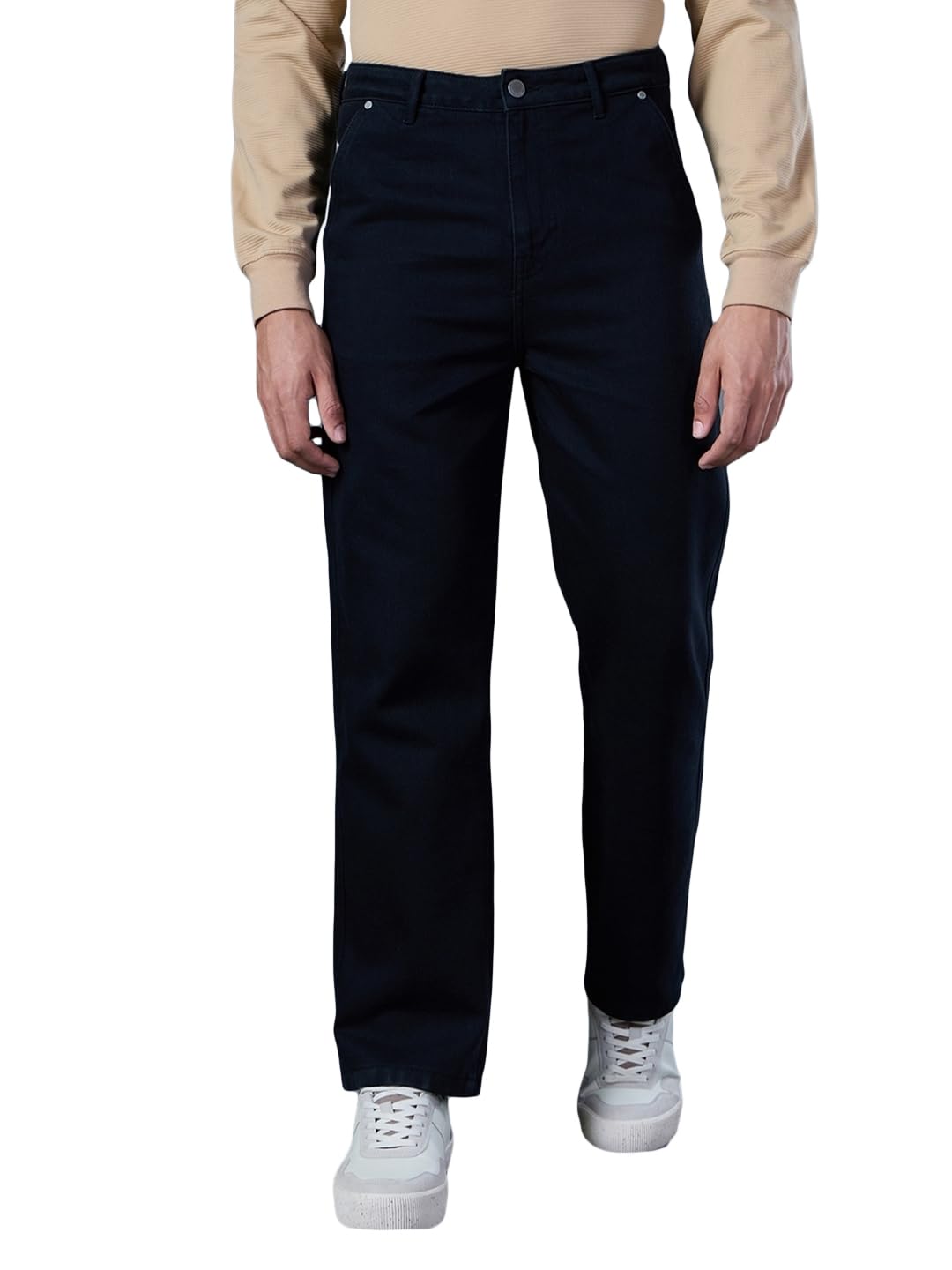 Bewakoof Mens Solid Regular Fit Cotton Jeans_624677_Black_38