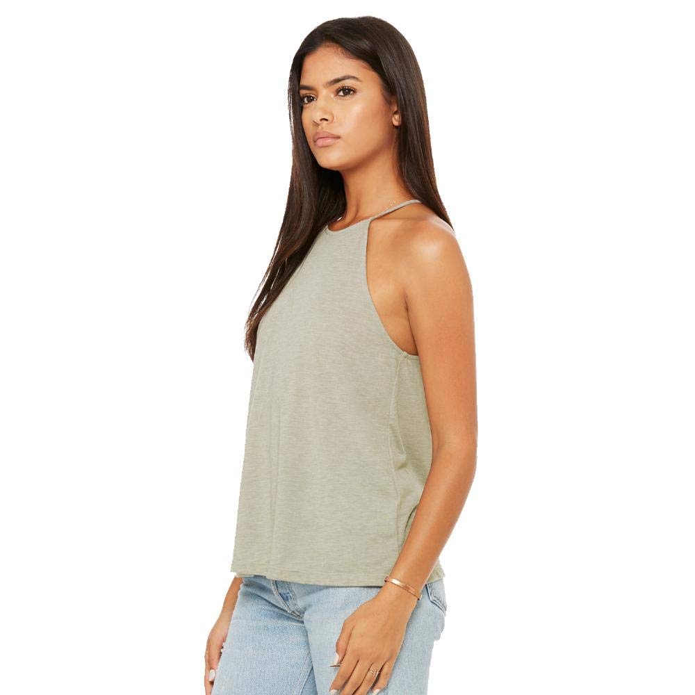 Ladies Flowy High Neck Tank - WHITE - S(D0102H7W3Q2)