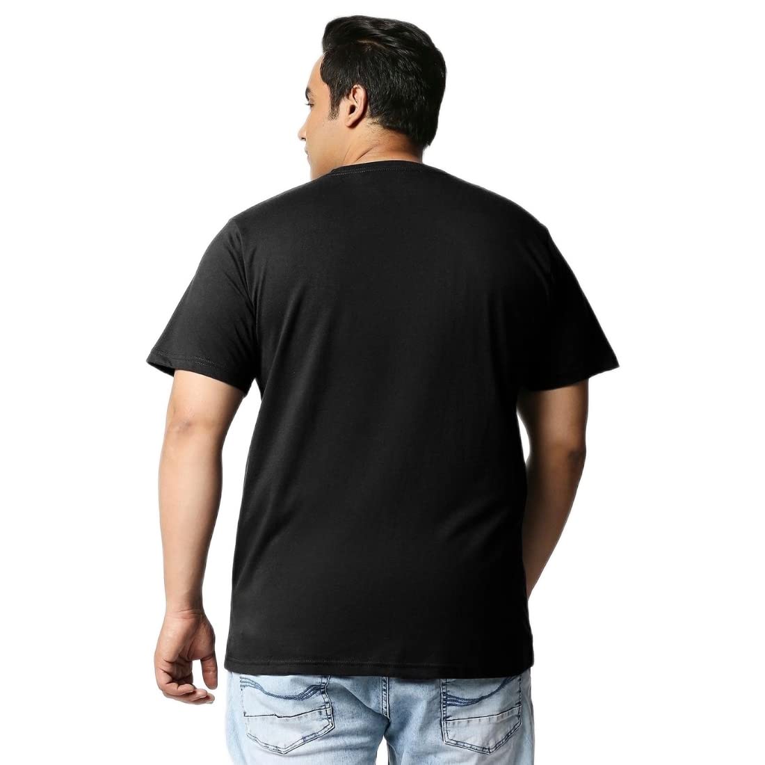 Bewakoof Mens Solid Black Round Neck Half Sleeve Oversized T-Shirt
