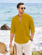 Finivo Fashion MenS Solid Cotton Blend Short Kurta With Mandarin Collar | Casual Ethnic Full Sleeve Kurta For Daily, Festive, An