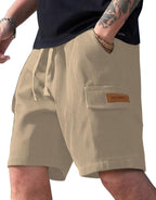 SMOWKLY Authentics Classic Mens Ribbed Polycotton Relaxed Fit Cargo Stretch Shorts || Half Pant with Drawstring & 4 Pockets || 