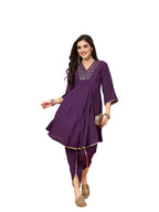 Ishin Women Sequin V-Neck Embellished Knee Length Flared Kurta With Dhoti Pants