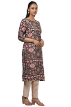 Soch Womens Black Rayon Ethnic Motifs Kurta