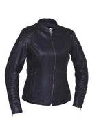 Ladies Derringer Lambskin Leather Jacket,Black,Size - Medium