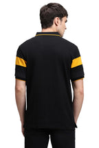 Dennis Lingo MenS Cotton Black Color Blocked Polo T-Shirt