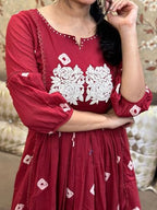 ANNI DESIGNER Women s Rayon Kurta with Pants, Burgundy, 48