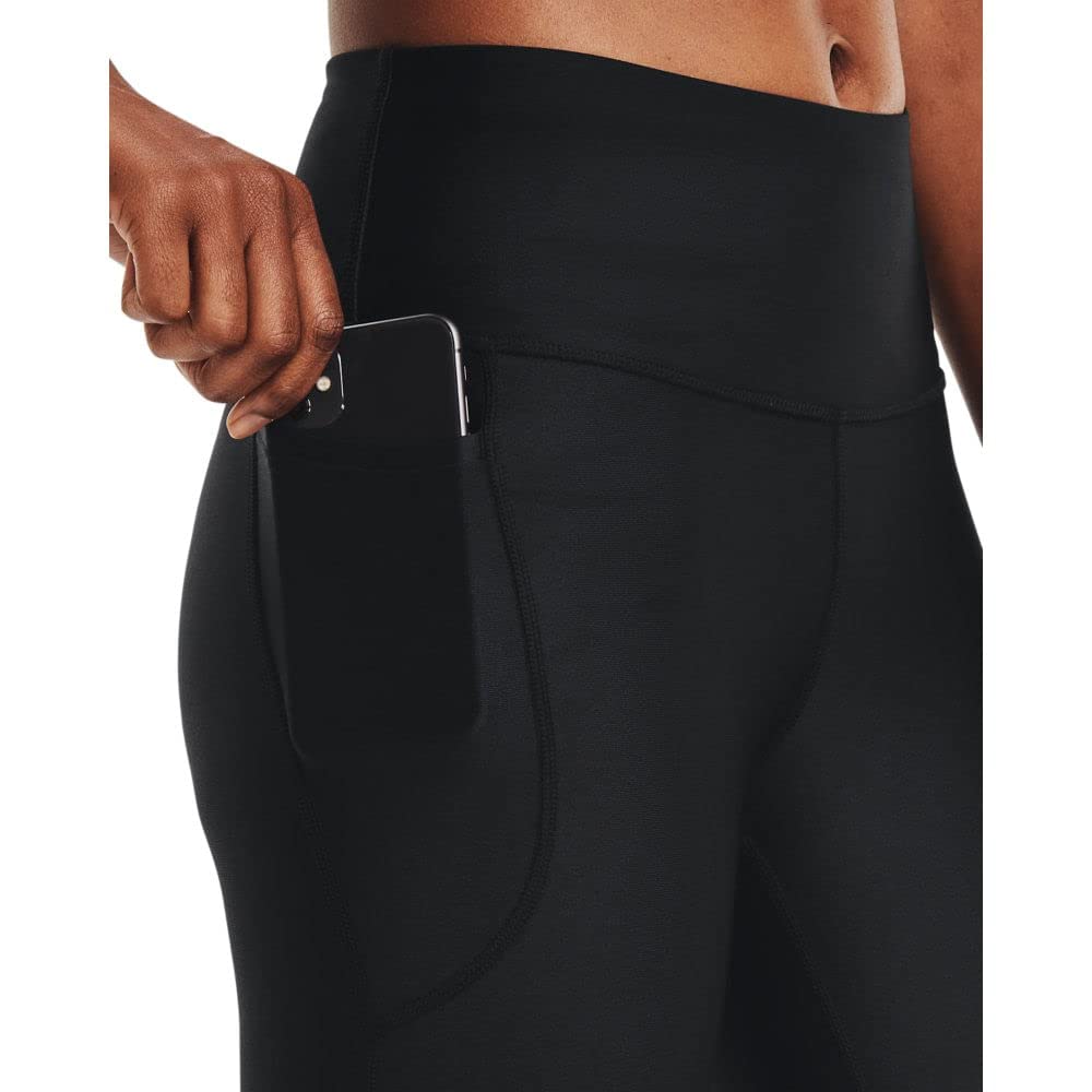 Under Armour Womens HeatGear Armour High Waisted Pocketed No-Slip Capri , Black (001)/White , Small