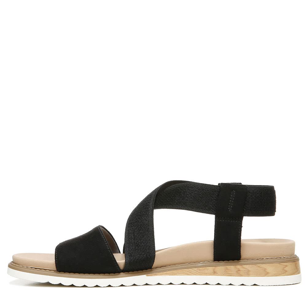 Dr. Scholl 's Shoes Women 's Islander Strappy Flat Sandal,Black Microfiber,6