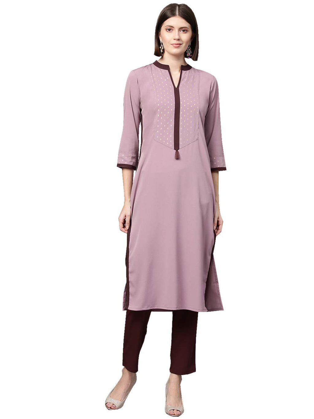Ziyaa Women'S Crepe Straight Kurta (Zikucr2799-Xxl_Wine_Xx-Large)