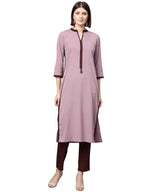 Ziyaa Women'S Crepe Straight Kurta (Zikucr2799-Xxl_Wine_Xx-Large)