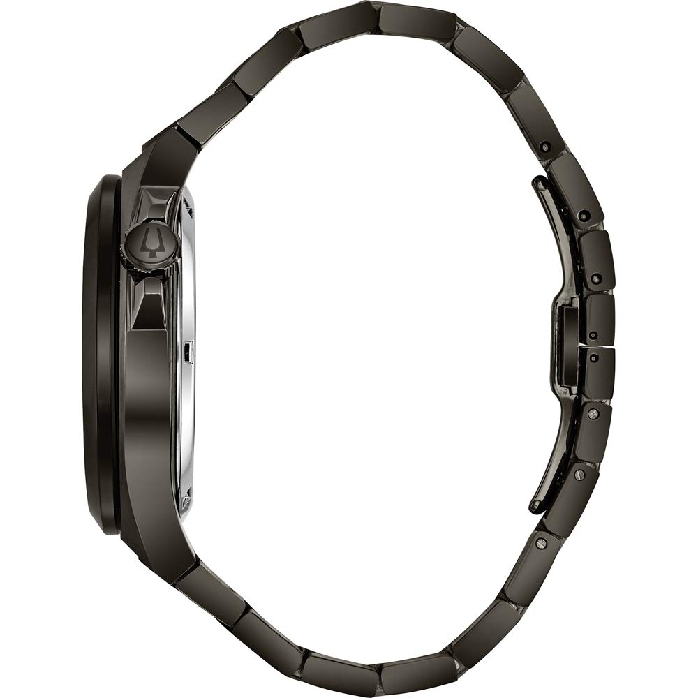 Bulova Men's Classic Maquina Black Ion-Plated Stainless Steel 3-Hand Automatic Watch, Skeleton Dial Style: 98A179