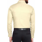 Turtle Men Cotton Blended Light Yellow Self Design Regular Fit Shirts