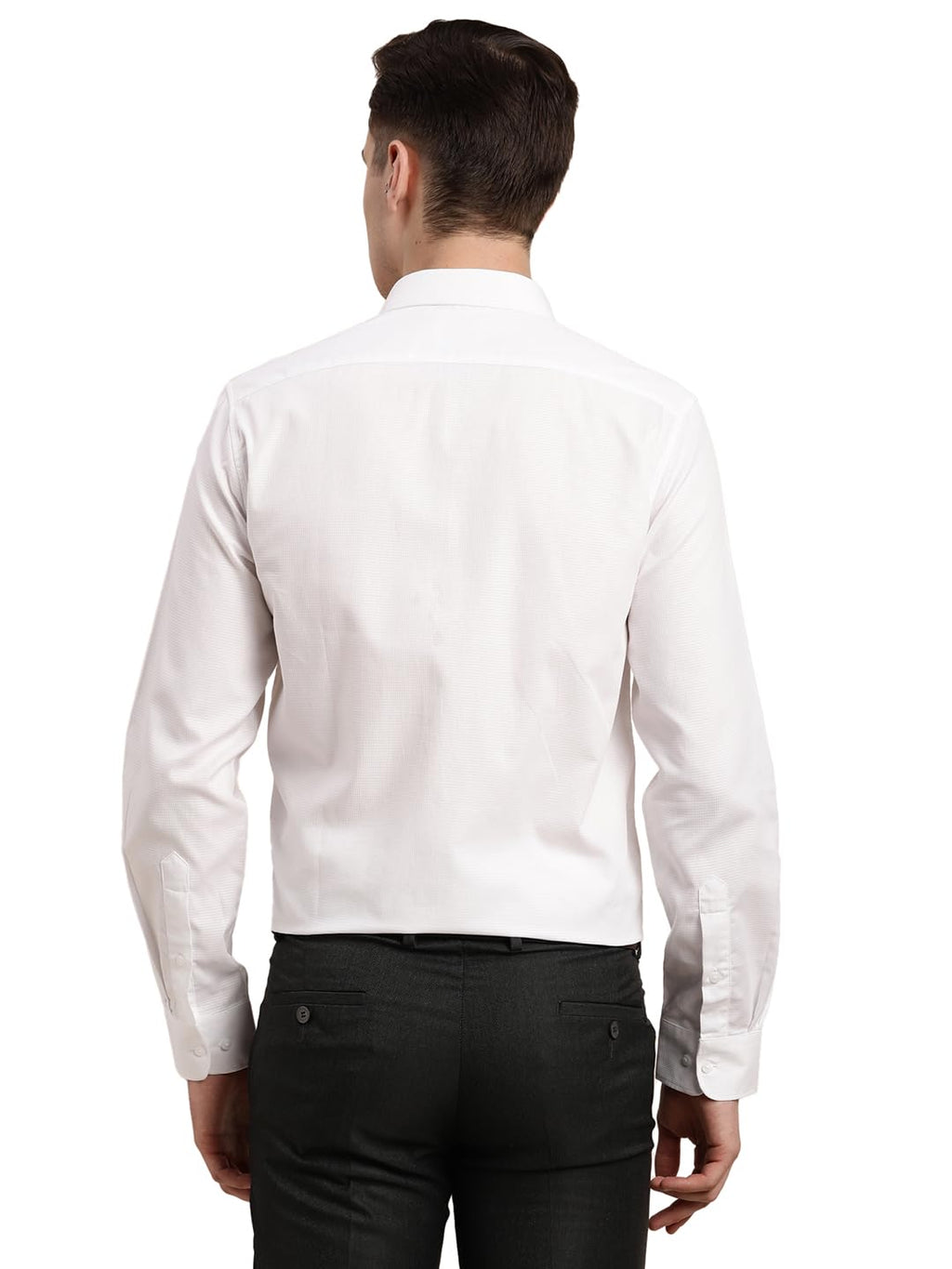Turtle Men 100% Cotton White Self Design Slim Fit Formal Shirt