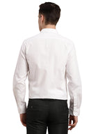 Turtle Men 100% Cotton White Self Design Slim Fit Formal Shirt