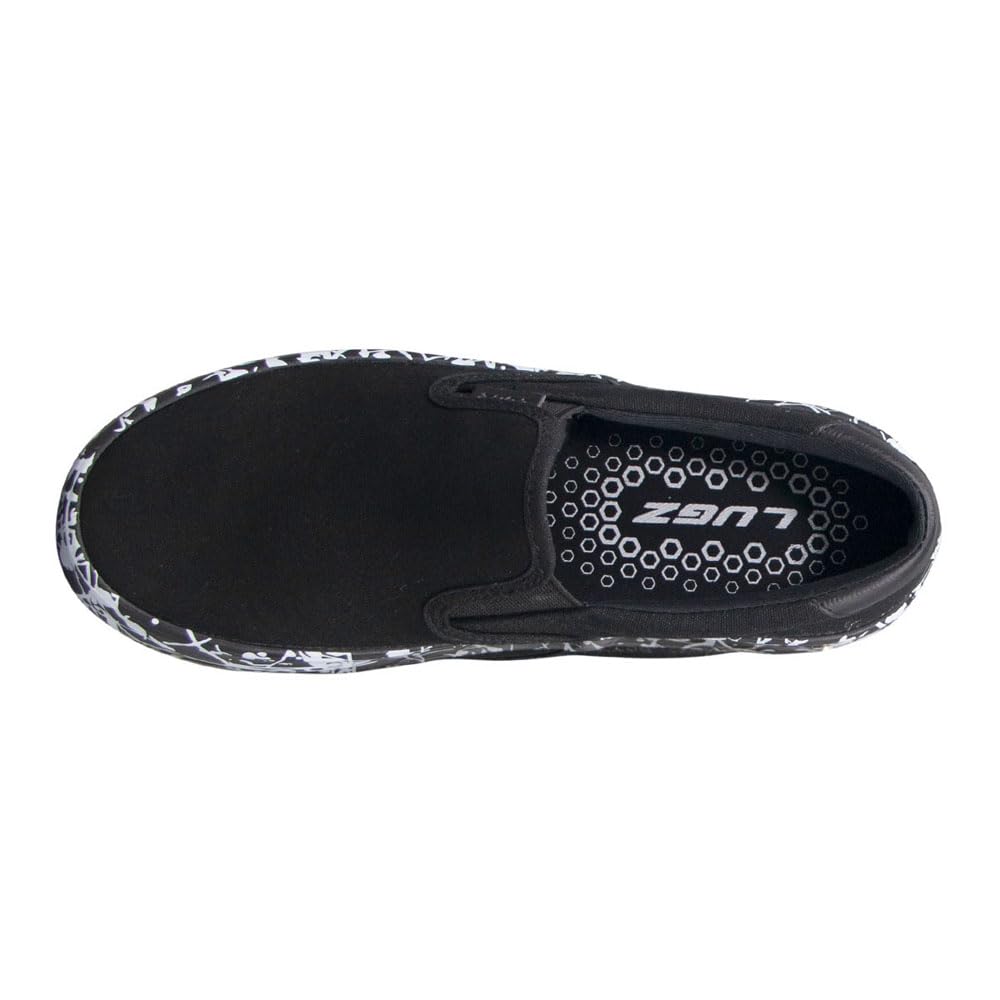 Lugz Women's Clipper Classic Slip-on Fashion Sneaker, Black/White Splatter, 8, M US
