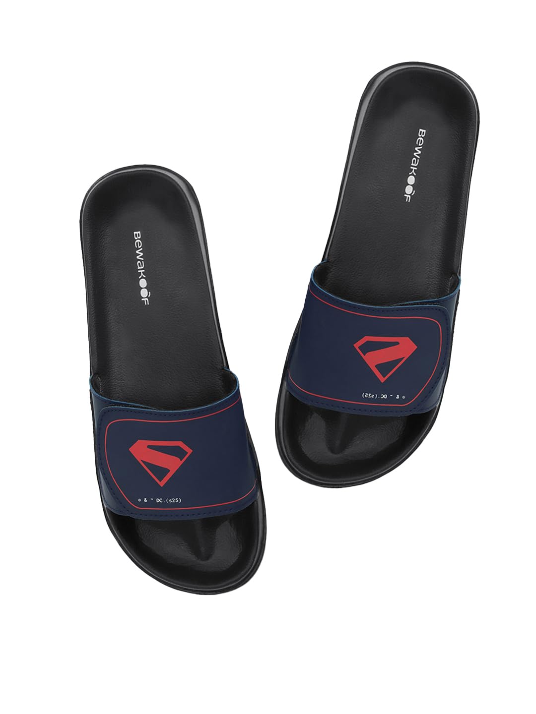 Bewakoof Official Dc Merchandise MenS Black Superman Printed Velcro Sliders_684560_Black_Uk10