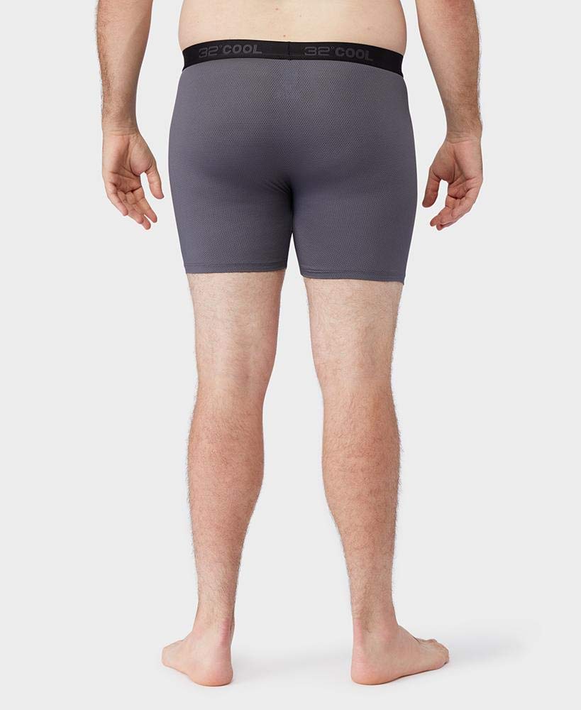32 DEGREES COOL Mens 4-PACK Active Mesh Quick Dry Performance Boxer Brief, 2 Black/2 Charcoal, X-Large