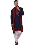 Jompers Mens Embroidered Silk Blend Kurta Salwar And Dupatta Set
