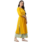 Idalia Mustard And Sage Green Cotton Kurta Set For Women