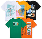 T2F Boys Cotton Front and Back Printed Oversized Fit T-Shirt (Pack of 5)