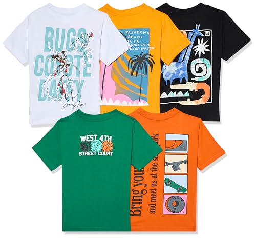 T2F Boys Cotton Front and Back Printed Oversized Fit T-Shirt (Pack of 5)