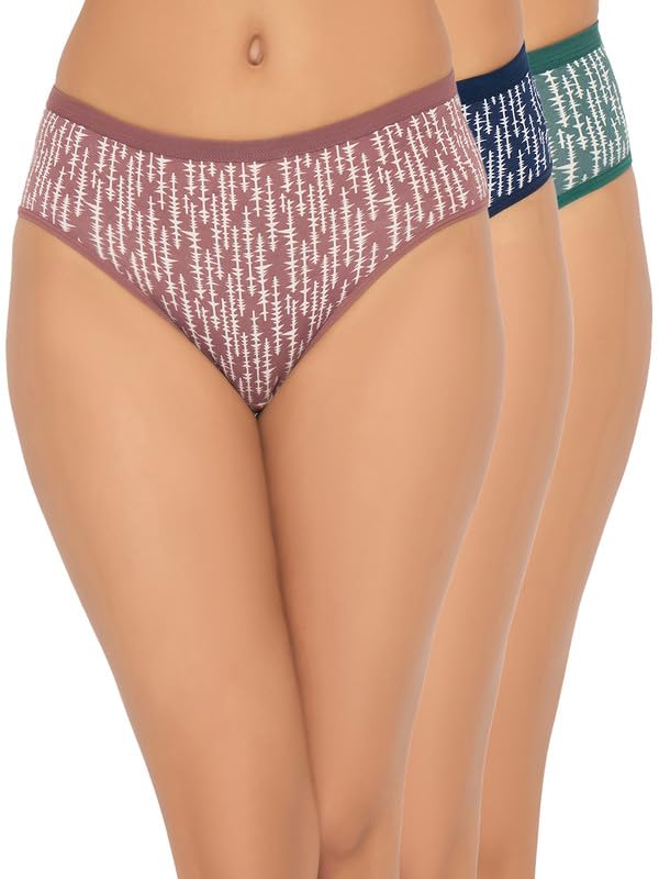 Clovia WomenS Pack Of 3 Medium Waist Outer Elastic Hipster Panty (Pn5202B21_Multi_Xxl) Multicolour