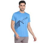 Turtle Men Polyster Cotton Sim Fit Printed Crew Neck Tshirt Sky Blue