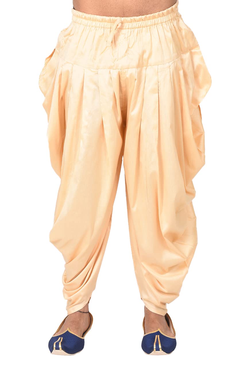 Manyavar MenS Patiala Salwar, Blended Viscose Solid/Plain Patiala Fawn (S)
