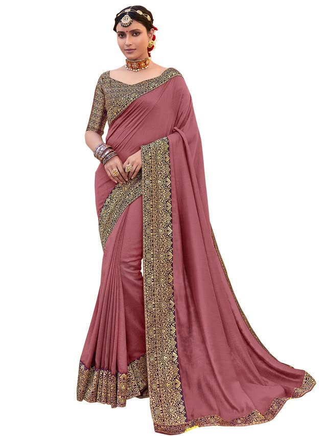 Satrani Womens Knit Silk Blend Saree (2644S124N_Light Pink)