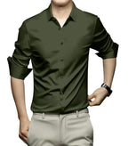 Deelmo Combo Of MenS Stylish Solid Satin Casual Shirt For Men Full Sleeves| Poly Satin Silk Shirt Pack Of 2