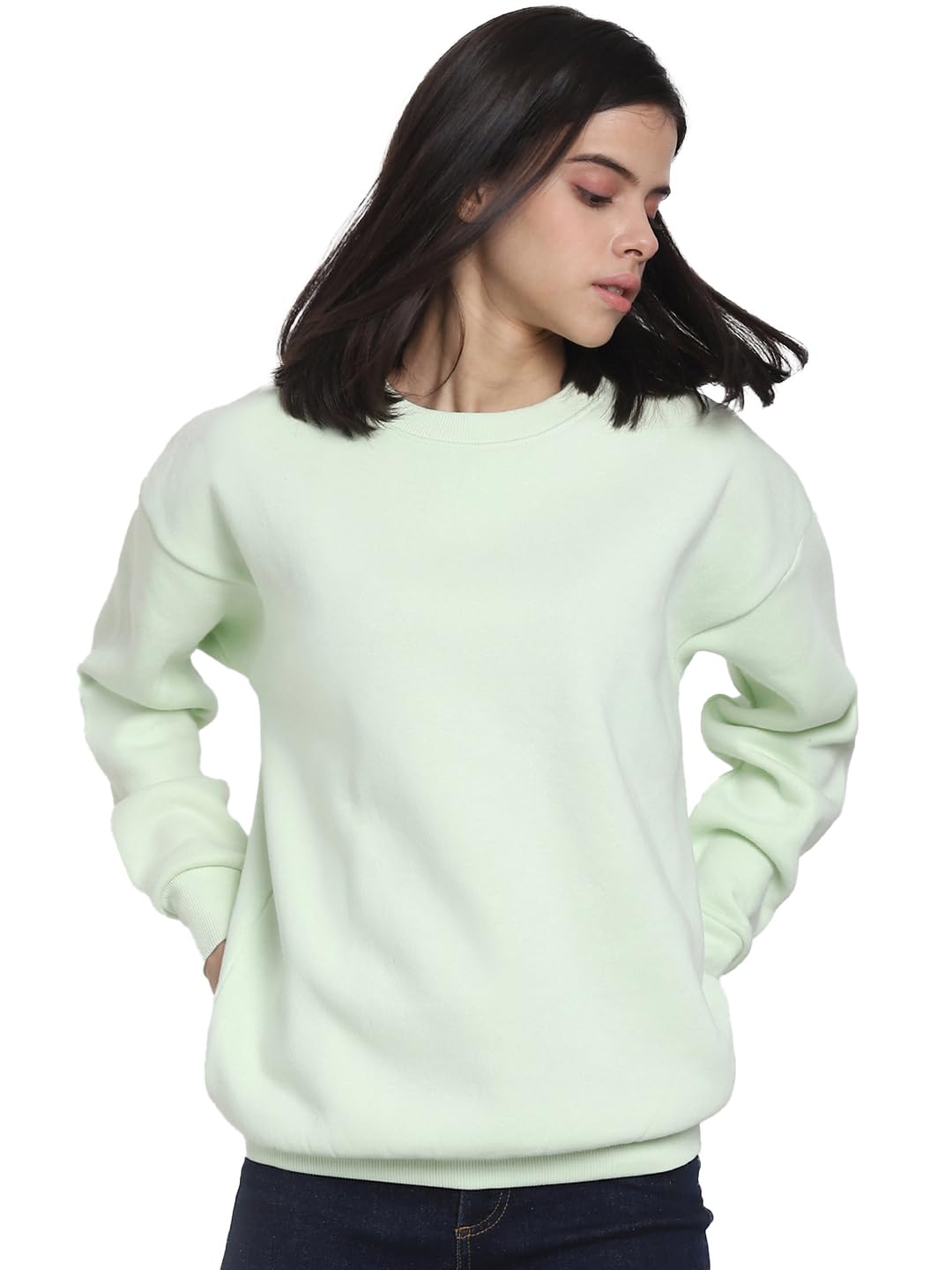 Bewakoof Heavy Duty 1.0 Womens Solid Oversized Plus Size Sweatshirt_596455_Green_6XL
