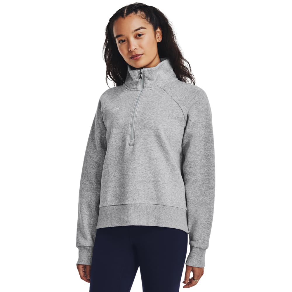Under Armour Womens Rival Fleece Half Zip, (012) Mod Gray Light Heather / / White, 4X-Large Tall