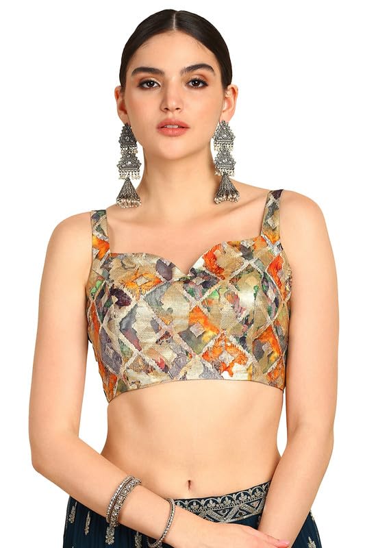 Soch Women Woven Design Sweetheart Neck Art Silk Padded Blouse