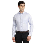 Turtle Men 100% Cotton Striped Slim Fit Light Blue Formal Shirt
