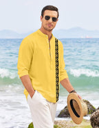 Finivo Fashion MenS Short Kurta With Printed Geometric Side Panel | Cotton Blend Full Sleeve Ethnic Topwear With Mandarin Collar