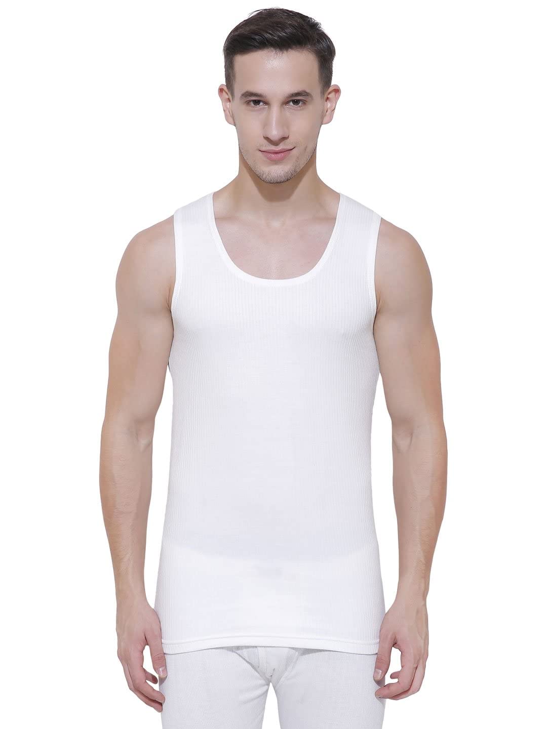 Bodycare Mens Thermal Tops Round Neck Sleeveless Pack Of 1White 2