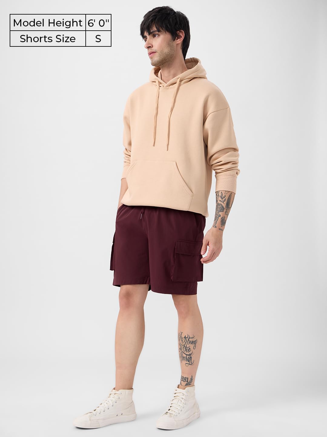 The Souled Store Solids: Mahogany Brown Men and Boys Drawstringed Nylon Blend Regular Fit Bermuda Shorts