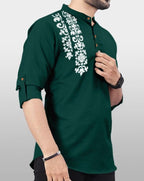 Finivo Fashion MenS Cotton Blend Kurta Style Shirt | Mandarin Collar Long Sleeve Casual Ethnic Shirt With Button Placket | Styl
