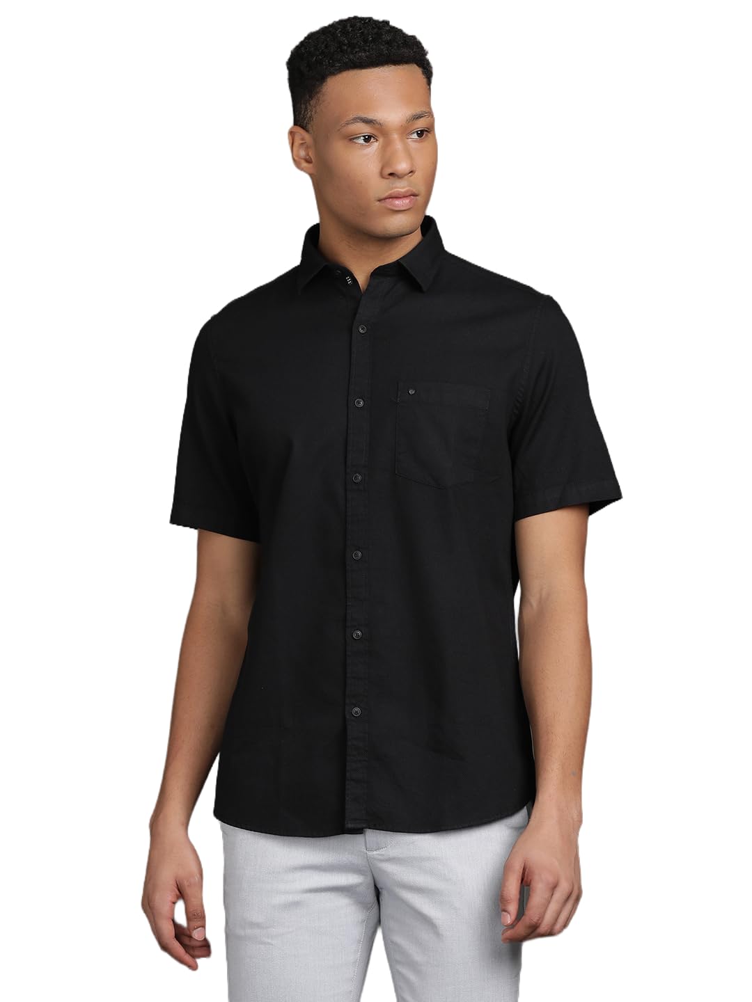 Turtle Men Black Slim Fit Solid Pure Cotton Casual Shirt
