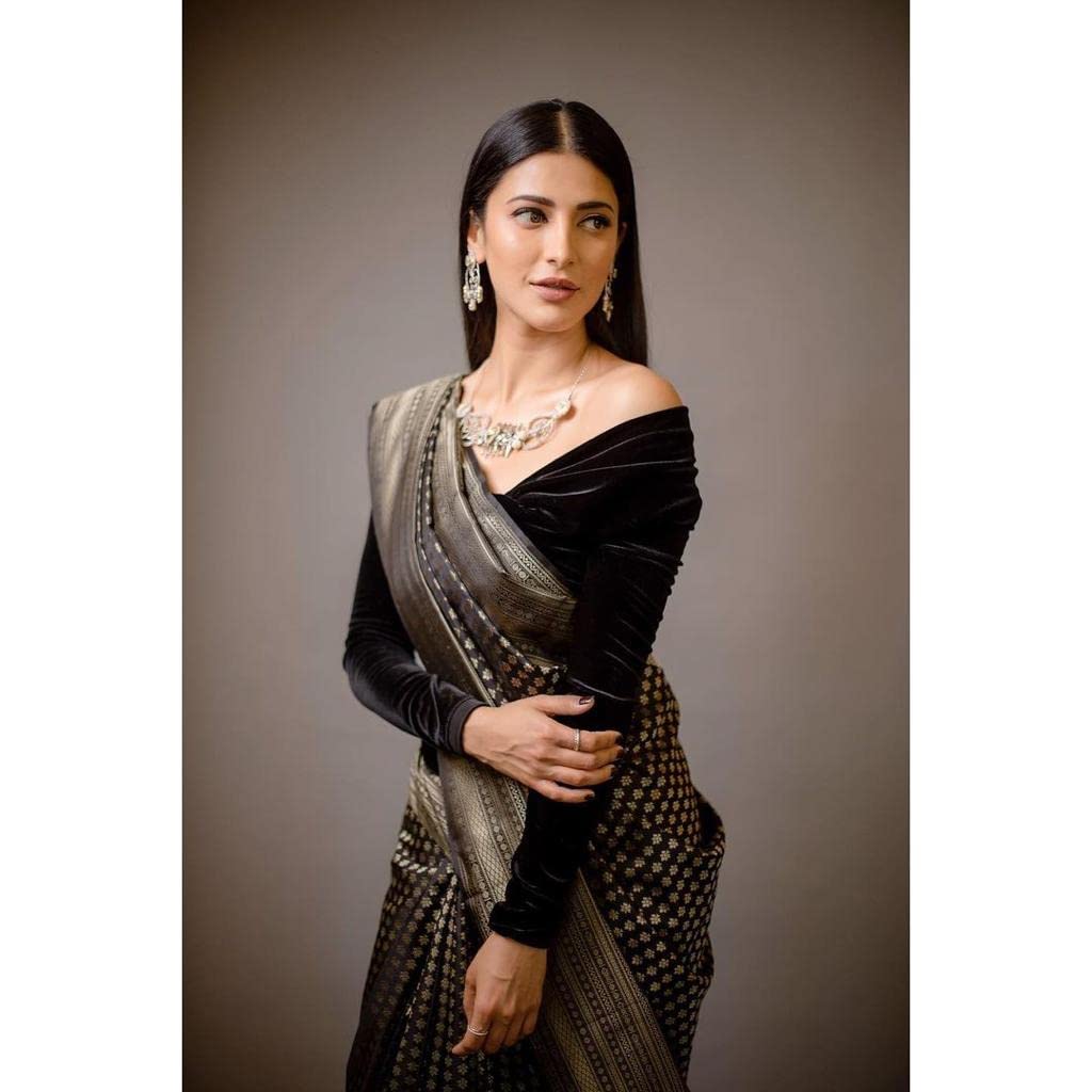 Flosive Ayn WomenS Present Banarasi Soft Lichi Silk Saree Krishna Jacquard Rich Pallu Design Work Zari Woven Kanjivaram Silk St